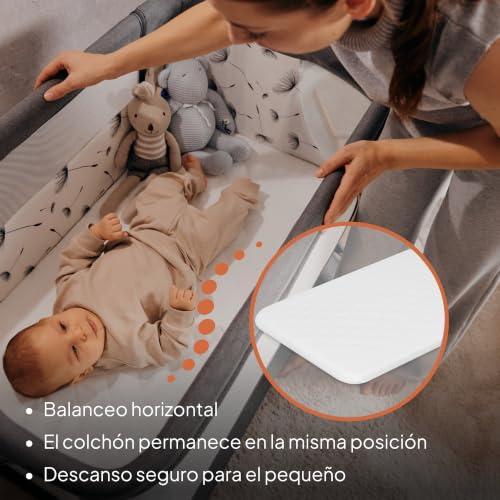 Miniatura 5 de Lionelo Leonie Plus 3 En 1 Cama De Bebé Independiente Hasta 9 Kg, Cama Supletoria Y Cuna, Ajuste De Altura, Panel Lateral Con Ventilación, Panel Lateral Desmontable, Ruedas Con Freno, Cesta Grande