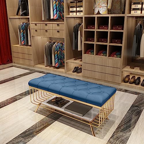 Banc à chaussures en cuir avec siège rembourré pour entrée et bout de lit