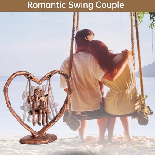 Escultura de pareja de aniversario en bronce antiguo miniatura 3