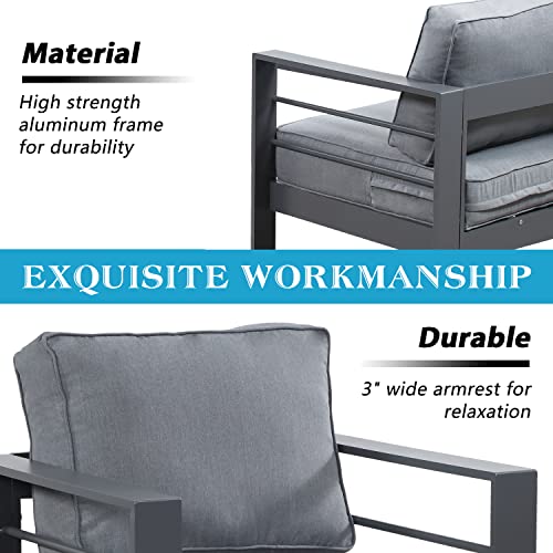 image for Solaste Patio Furniture Metal Couch, 3-Seat All-Weather Contemporary A