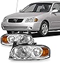 AKKON - Fits 2004 2005 2006 Sentra 4Door Sedan [Halogen Style] Chrome Headlights Driver+Passenger Pair Set 04 05 06