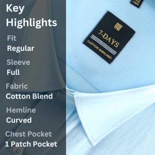 Image of 7-DAYS Premium Men's Formal Shirts - Cotton Rich, Textured Self-Design, Full Sleeve, Regular Fit, Wrinkle Resistant, with Pocket - Perfect for Office