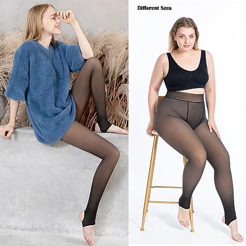 Image of Blostirno Women's Fleece Lined Tights Thermal Pantyhose Leggings Opaque Winter Warm Thick Stockings Tights