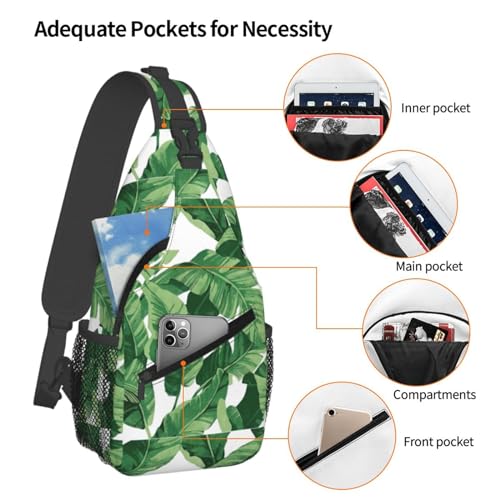 Cute Green Palm Leaves Stylish Men'S Messenger Bag - Durable Polyester, Huge Capacity & Adjustable Strap4