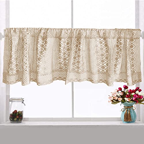 Ricemru Häkelgardine Scheibengardine Landhaus Küche Kurz Bistrovorhang...