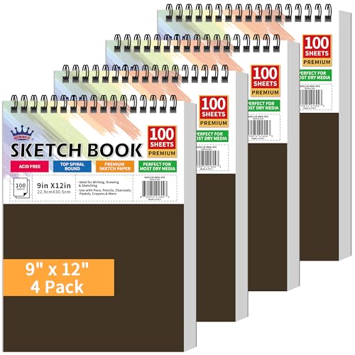 Carnet de croquis 22,9x30,5 cm fournitures artistiques pour le dessin à spirales 400 feuilles