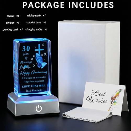 Ghtixsu 30th Wedding Anniversary Unique Christian Gifts Ideas for Parents Couple, Laser Engraved 30 Years of Marriage Anniversary Glass Keepsake Gifts for Wife Husband by Ghtixsu - Used condition - Image 7