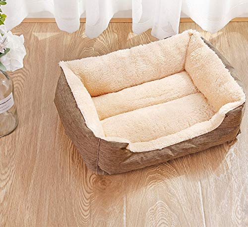 IFLKK Nido Acogedor para Mascotas Pet Sofá Cama Cesta Redonda Cama durmiendo Mat Cálido Durante Cuddler Perrera en Forma de Concha Perro Cesta Cama Fácil de Limpiar -marró-M