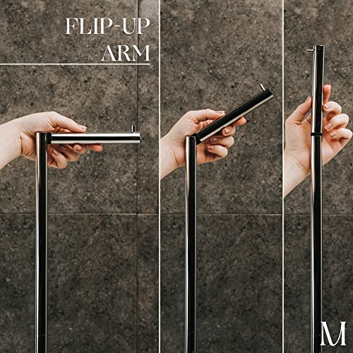 Marmolux Acc - Free Standing Toilet Paper Holder Stand With Storage For 4 Rolls Of Toilet Tissue For Bathroom, Stainless Steel (Polished Chrome) #TOP2