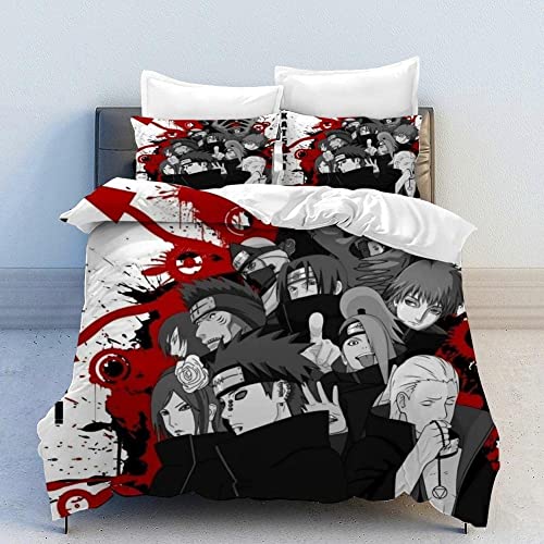 Vikney Anime 3-Piece Duvet Cover Set Bedding Set Ultra Soft Reversible Breathable 3D Printed Microfiber Comforter Cover Protector Cute Cartoon Bed Cover Set Pillowcases (05,Twin 68X86Inch) #TOP22