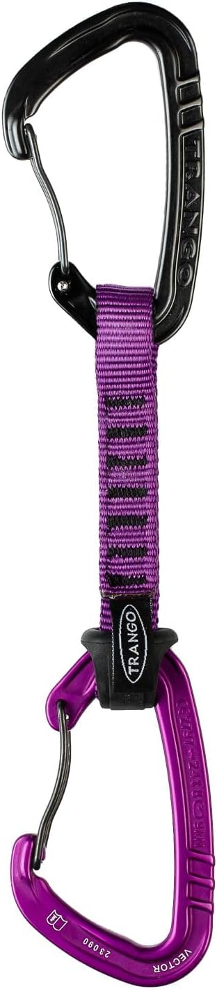 TRANGO Vector Quickdraw - Lightweight Wiregate Climbing Quickdraw, Ergonomic Grip, Dogbone Keepers, 22kN Strength, 12cm & 24cm Lengths