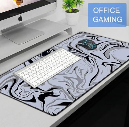 Image of Saco XXL Gaming Mouse Pad for PC - Large Desk Mat 900x400x3mm, Extended Non-Slip Rubber Base, Waterproof Surface, Marble Design, Big Keyboard Mouse Pad for Office & Home Setups