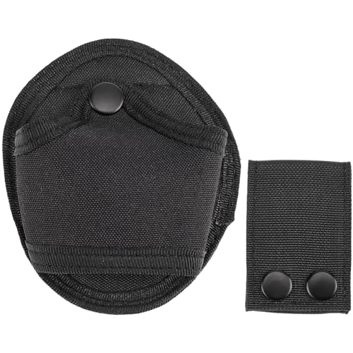 GORGECRAFT Handcuff Case and Handcuff Strap Holder Fit Chain Hinged Standard Cuffs Hidden Snap Pouch Holster Heavy Duty Nylon Handcuff Pouch for Duty Belt Cop Police Sheriff Military Black