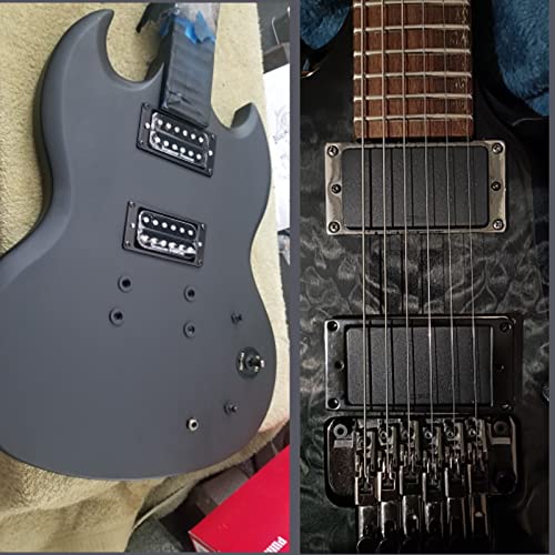 Zarsio Flat Metal Humbucker Pickup Mounting Ring Set Electric Guitar Pickup Frame Mounting Ring With Screws Bridge Neck Pickups Cover Frame Replacement Part (Black) #TOP5