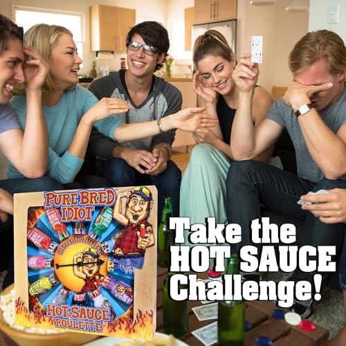 ASS KICKIN’ Pure Bred Idiot – Hot Sauce Roulette Spiel – 12 – 0,75 Unzen Flaschen Hot Sauce Geschenkset – Perfektes Premium Gourmet Gag Geschenk für Männer – Spicy Challenge Hot Sauce Sampler
