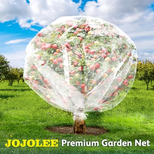 JOJOLEE Fruit Tree Netting for Garden Protection, 1Pc 7.8 x 7.8FT Insect Bird Nettings with Zipper and Drawstring, Plant Cover Mesh Net Bags for Blueberry Bushes, Tomatoes, Flowers