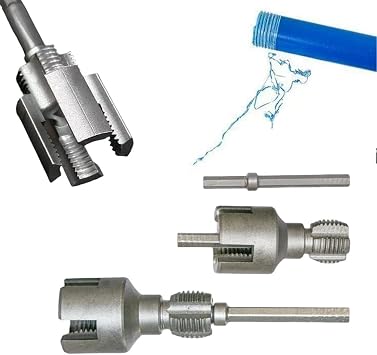 Pipe Thread Cutting Tool - Electric Drill Compatible PVC Pipe Threader Kit, Plastic Pipe Threading Tool Kit, Rethreading Tool for Water Pipes   Silvery, 1/2"+3/4"