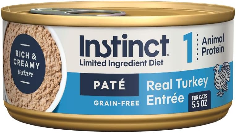 Instinct Limited Ingredient Diet Grain Free Real Turkey Recipe Natural Wet Canned Cat Food by Nature's Variety, 5.5 oz. Cans, Count 12 (Pack of 1)