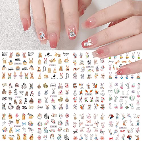 400+Designs Easter Nail Art Stickers Decals 3D Water Transfer Nail Sticker Holidays Nail Decoration Supplies Cute Rabbit Bunny Pattern Design For Women Girls Kids Easter Diy Manicure Art #TOP5