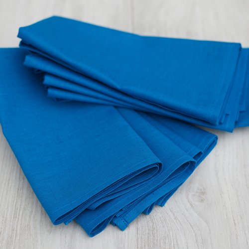 Servilletas de lino LinenMe Paula, pack de 8 unidades en color azul de 49 x 49 cm de alta calidad