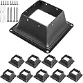 VEVOR Deck Post Base 10 PCS Post Base Skirt 4 x 4" (Internal 3.38x3.38") Post Support Flange 2.5 LBS Deck Post Skirt Black Powder-Coated Decking Post Base Wood Post Anch for Deck Support Porch Railing