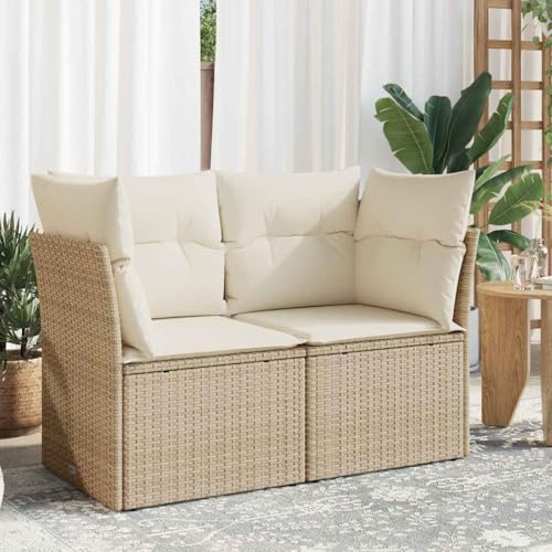 Générique Canapé de Jardin avec Coussins 2 Places Beige résine tressée,Meubles,Mobilier de Jardin,Sièges de Jardin,Canapés de Jardin,Beige,19 KG,366052