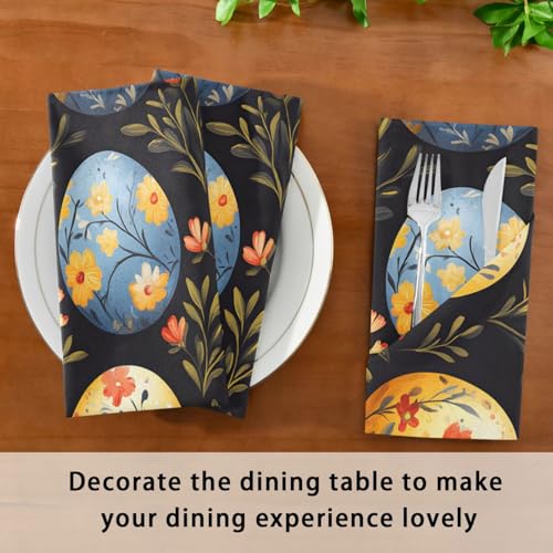 Set de 6 Servilletas de Tela con Diseño Floral y Fondo Negro miniatura 7