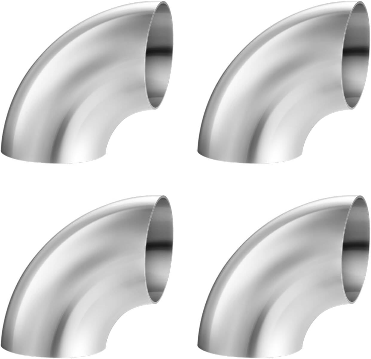HTHomeprod 4 PACK Motoring 4 Inches Stainless Steel DIY Custom Exhaust Tubing Mandrel 90 Degree Bend Pipe Bend Kit Universal Fit