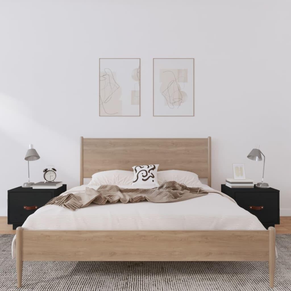 Table de chevet noire lot de 2 en bois massif pour résoudre le manque de rangement de nuit