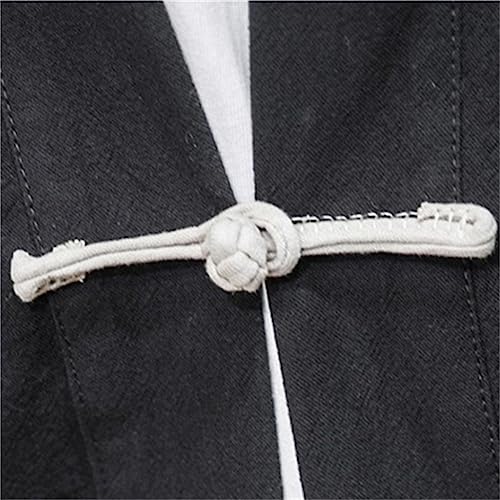Kelukes Men\'s Japanese Fashion Embroidery Kimono Traditional Cardigan Noragi Jacket Yukata Casual Cotton Linen Open Front Haori (Black,4XL,Unisex Adult,Male,Adult,US,Alpha,4X-Large,Regular,Regular)