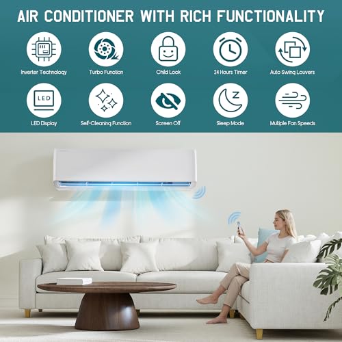 Image of Albott 220V Mini Split Air Conditioner with Heat Pump,Wifi Enabled 36000BTU Ductless Split Ac with Self-Cleaning, SEER2 18, Ductless Air Conditioner Cools up to 2500 Sq.Ft, for Home & Office