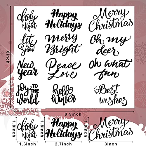 Chinco CHINCO-72 24 Pcs Christmas Words Vinyl Decals Holiday Letter Greeting Sticker Christmas Ball Bottle Decal Black Words Ornament Sticker Farmhouse Window Stickers thumb #1