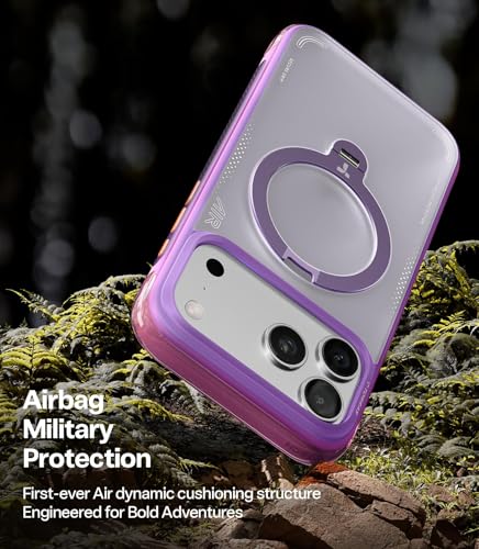 Image of TORRAS Ostand Q3 Air Original for iPhone 17 Pro Max Case, 360 Magnetic Stand, MagSafe Compatible, Mil-Grade Drop Tested, Camera Control Button, Shockproof for 17 Pro Max Cover, Neon Pink