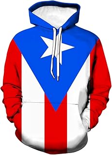 Men's Casual Sweatshirt Puerto Rican Flag 3D Graphic Pullover Hoodies