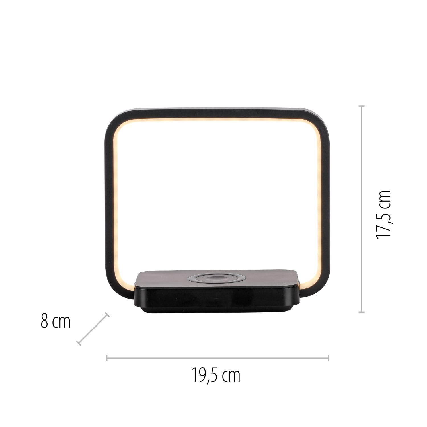 Licht-Erlebnisse LED Tischleuchte Metall Schwarz Schlafzimmer Nachttisch Büro Schreibtisch 2 W 3000 K warmweiß Ladefunktion kabellos dimmbar Touch Tischlampe HARLEN