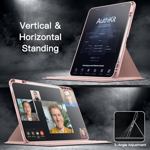 Image of JETech Rotating Cover Case for iPad Air 13-Inch M4 /M3 /M2 (2026 /2025 /2024) with Pencil Holder, 360 Degree Rotation Protective Stand Cover Clear Back, Auto Wake /Sleep (Sandy Pink)