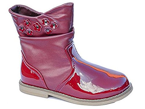 Bottines vernies bordeaux chaudes avec doublure fourrure enfant 25 EU