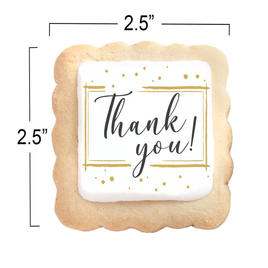 Image of Thank You Cookies Gold Black Elegant Classy Appreciation Treats Party Favors Gift Basket for Teachers Employees Nurses | 24 Pack Individually Wrapped | Corporate Employees