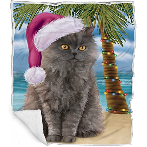 Doggie of the Day Selkirk Rex Cat Blanket - Christmas Summertime Beach - Super Soft & Warm Pet Theme for Sofa or Bed, Warm Fleece, Sherpa or Woven Material, BLNKT88096 (30x40 Fleece)