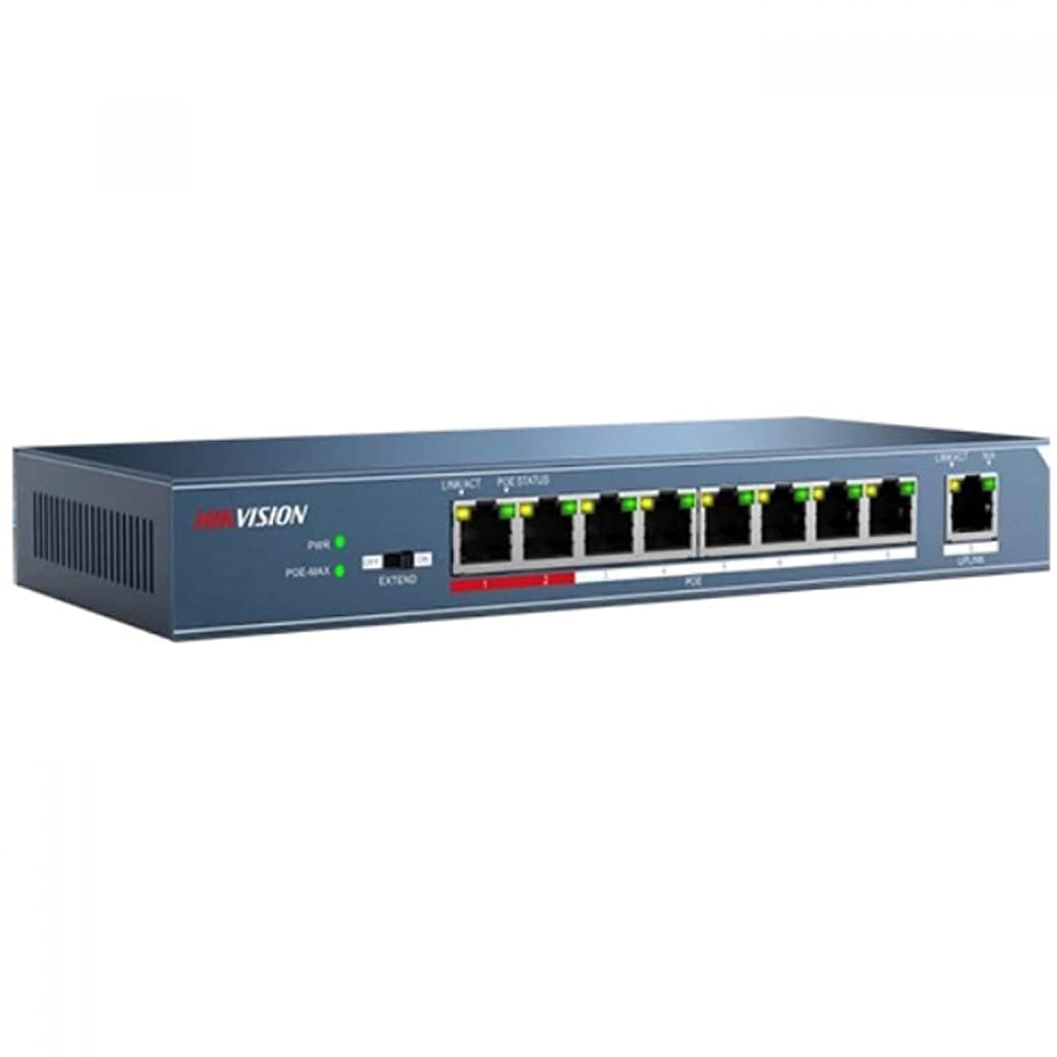 Switch Hikvision 8 Poe 10/100m Unmanaged. +1 Porta Uplink Da 100m. 802.3af/at 2