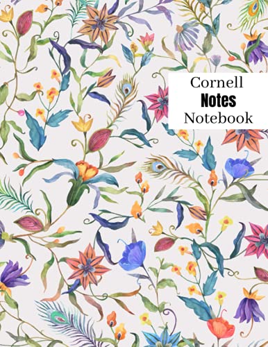 Cornell Notes Notebook: Cornell Note Taking Notebook for students and teacher with college ruled line, Large size 8.5x11,Floral cover {VOL4},+100 page