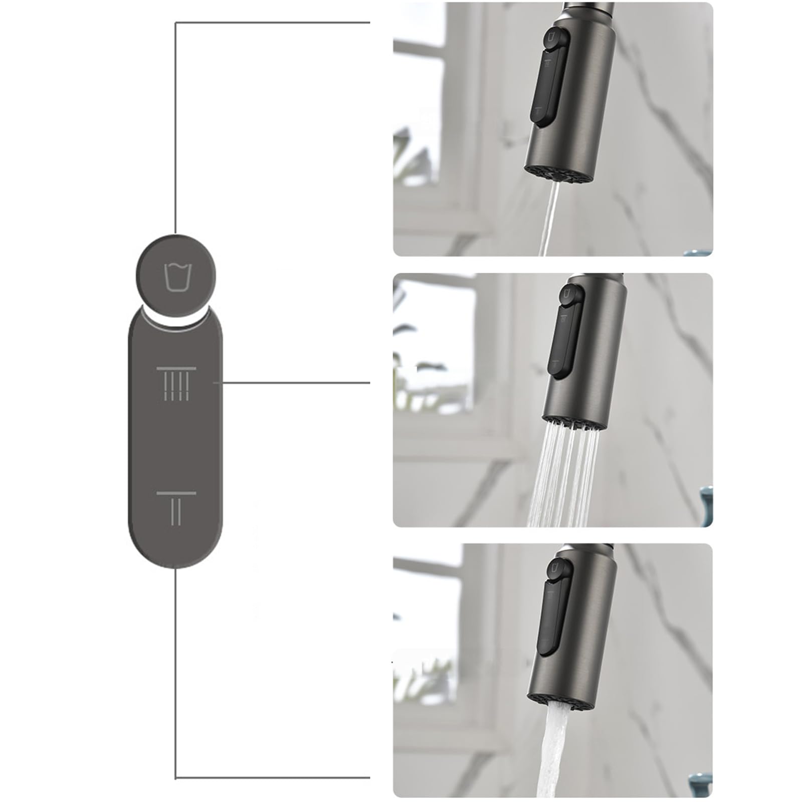 XJTNLB Grifo Cocina 3 Vias Grifos de Cocina Fregadero Monomando Grifo Giratorio Grifo Cocina Extraible con Osmosis 2 Modos de Rociado para Purificador Agua, Grifo Cocina Blanco