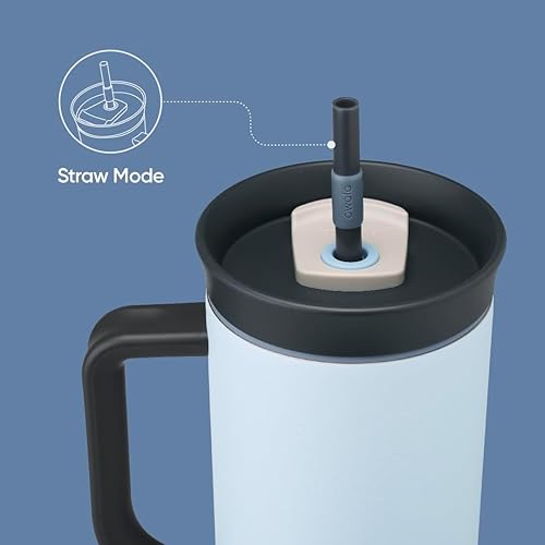 Miniatura 10 de Owala Vaso de viaje aislado de acero inoxidable de triple capa con tapa resistente a derrames, popote y asa de transporte, sin BPA, 40 onzas, gris