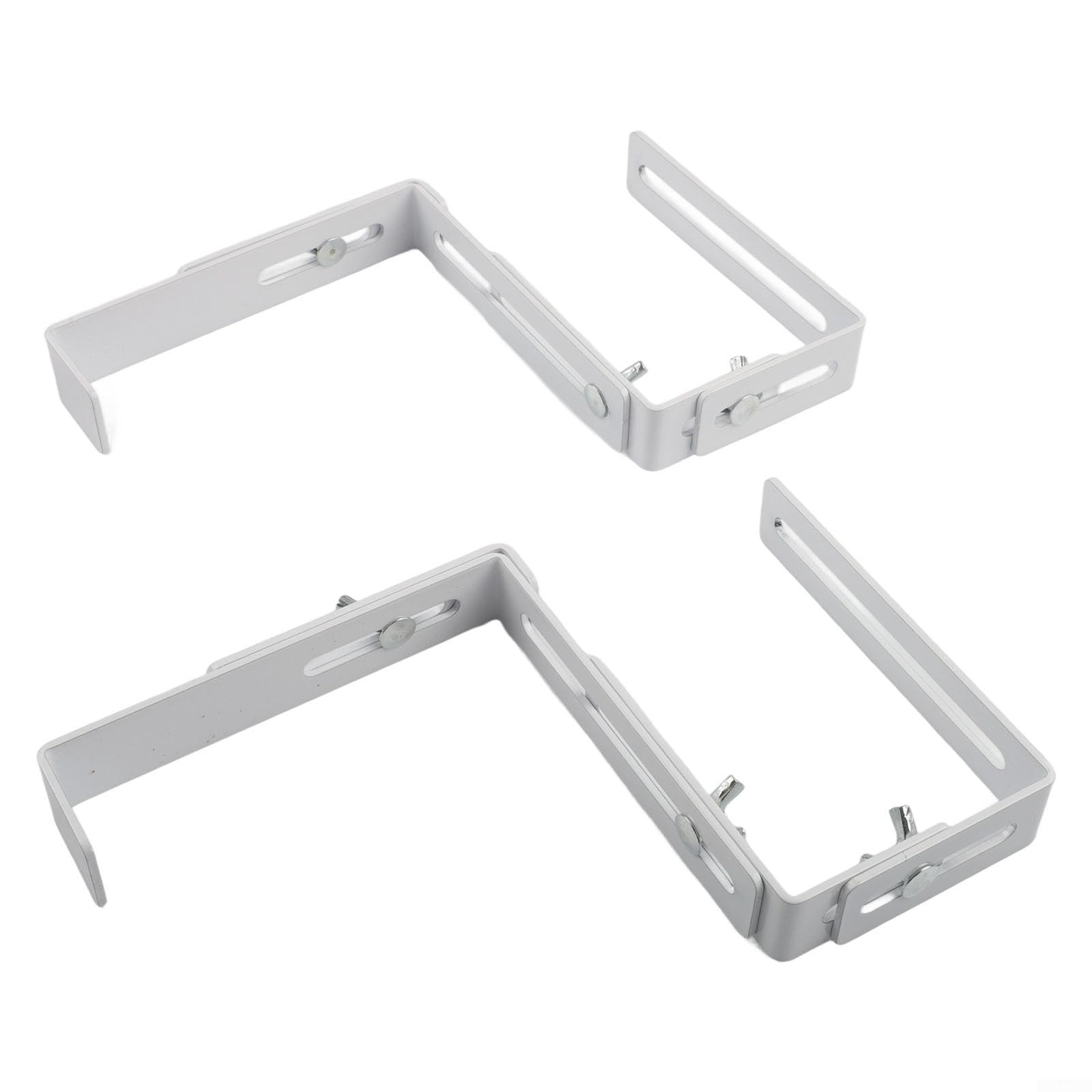 2 Stück verstellbare Kastenhalterung ohne Bohren Eisengeländer Pflanzenständer Balkon Garten Topfhaken Outdoor Hängekorb Unterstützung Weiß Metallgestell mit Edelstahlschrauben für Terrassenzaun