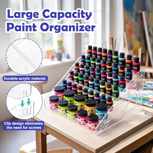 Image of Acrylic Paint Organizer(7 Tier),Organizers and Storage Paint Bottle Organizer Nail Polish Holde,Craft Holder Rack for Alcohol Inks and Food Coloring (Clear)