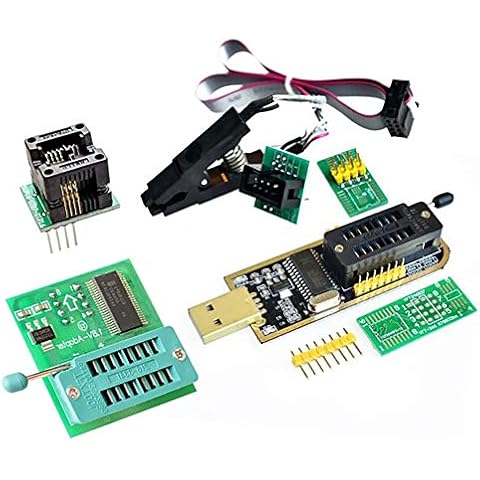 AiTrip EEPROM BIOS USB Programmer CH341A + SOIC8 Clip + 1.8V Adapter + SOIC8 Adapter for 24 25 Series Flash Cover