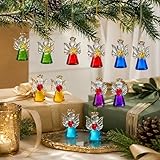 H&D HYALINE & DORA 12 Engel-Ornamente aus Glas für den Weihnachtsbaum, Mini-Hängeengel Weihnachtskugeln für Weihnachten, Geburtstag, Hochzeit, Party-Dekoration (6 Farben)