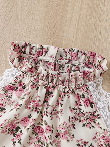 Oyoangle Girl' Floral Print Casual Ruffle Cami Halter Top Sleeveless Button Blouses Multicolor 11 Years #TOP4