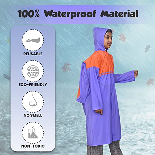Image of HACER Aqua Raincoat for 5 to 6 Years Old Kids Children Water Resistant Rainsuit Adjustable Hood Drawstring Hem Rainwear with Side Pockets (30, Random Colour)