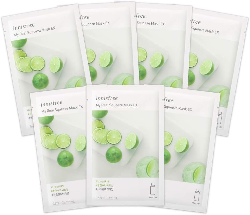 Amazon イニスフリー(Innisfree) マイリアル スクイーズ マスクシート EX LI(ライム) フェイスマスク ライム(爽やかウォータータイプ) セット 7枚セット